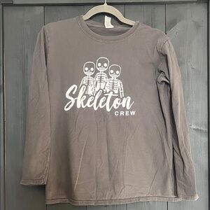 Gildan Gray Skeleton Crew Long Sleeve Tee
